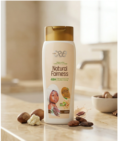 Ilera Care Cee Body Lotion Cocoa Butter on premium bathroom counter